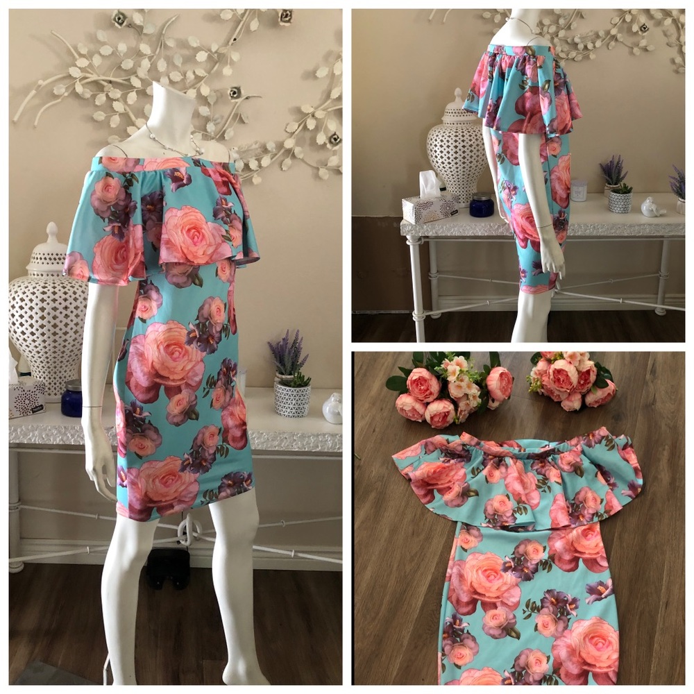 Jayvee Floral Off The Shoulder Bodycon Dress